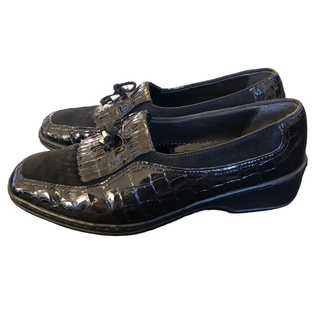 Ara Black Patent Leather Crocodile Loafers size 5 - Picture 15 of 16
